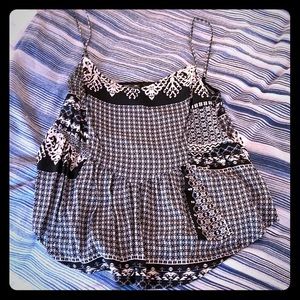 Black and white peplum top